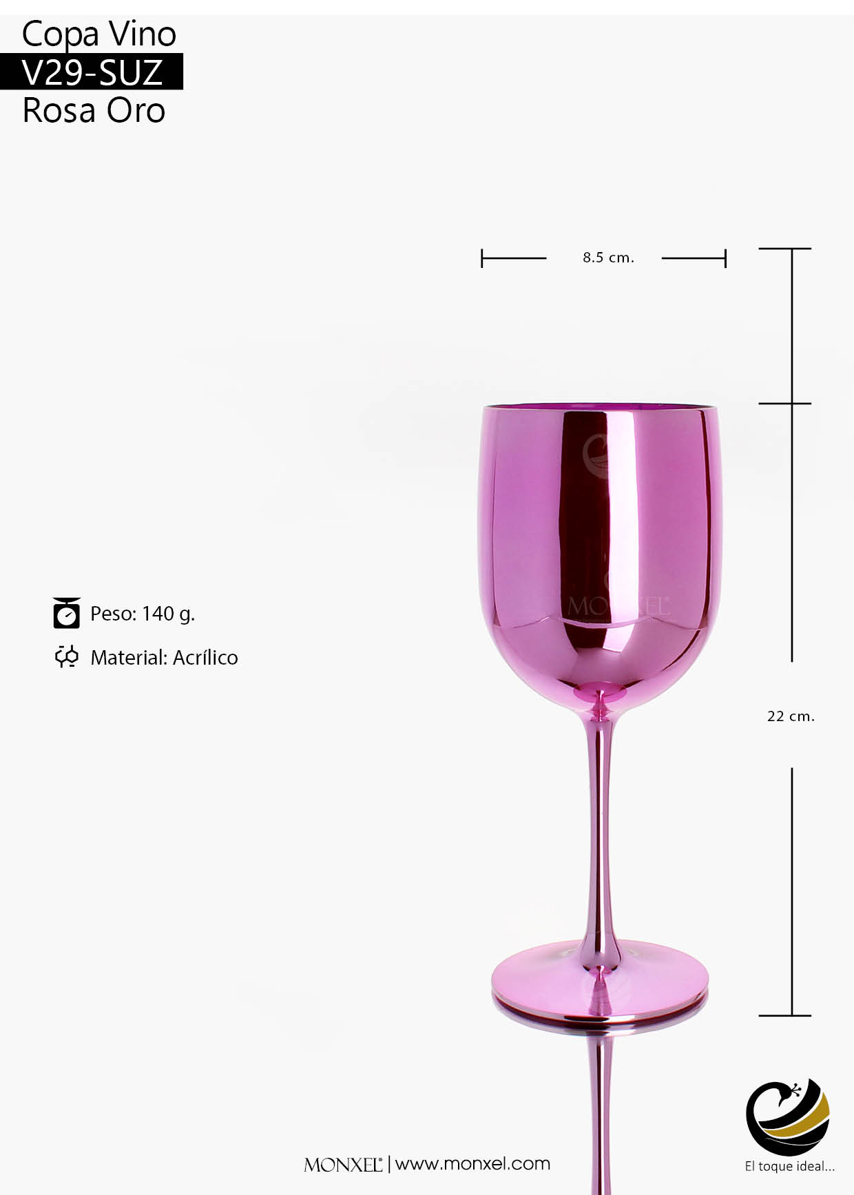 Copas Vino V29-SUZ Rosa (Acrílico) – MONXEL®